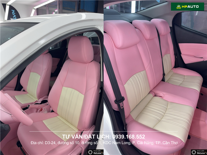 Bọc ghế da Mazda hồng pastel