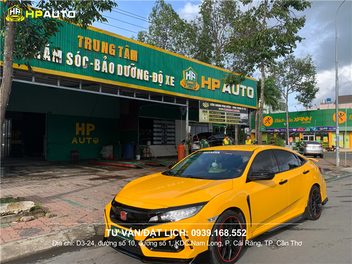 Sơn đổi màu full xe Honda Civic - vàng sang đỏ