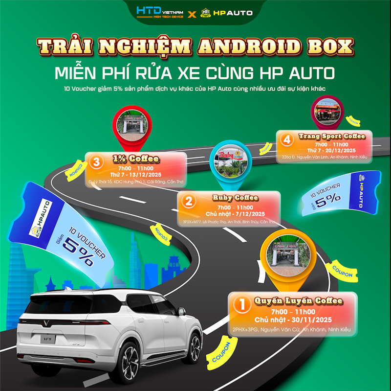MIỄN PHÍ RỬA XE VÀ KIỂM TRA TỔNG QUÁT XE KHI TRÃI NGHIỆM ANDROID BOX